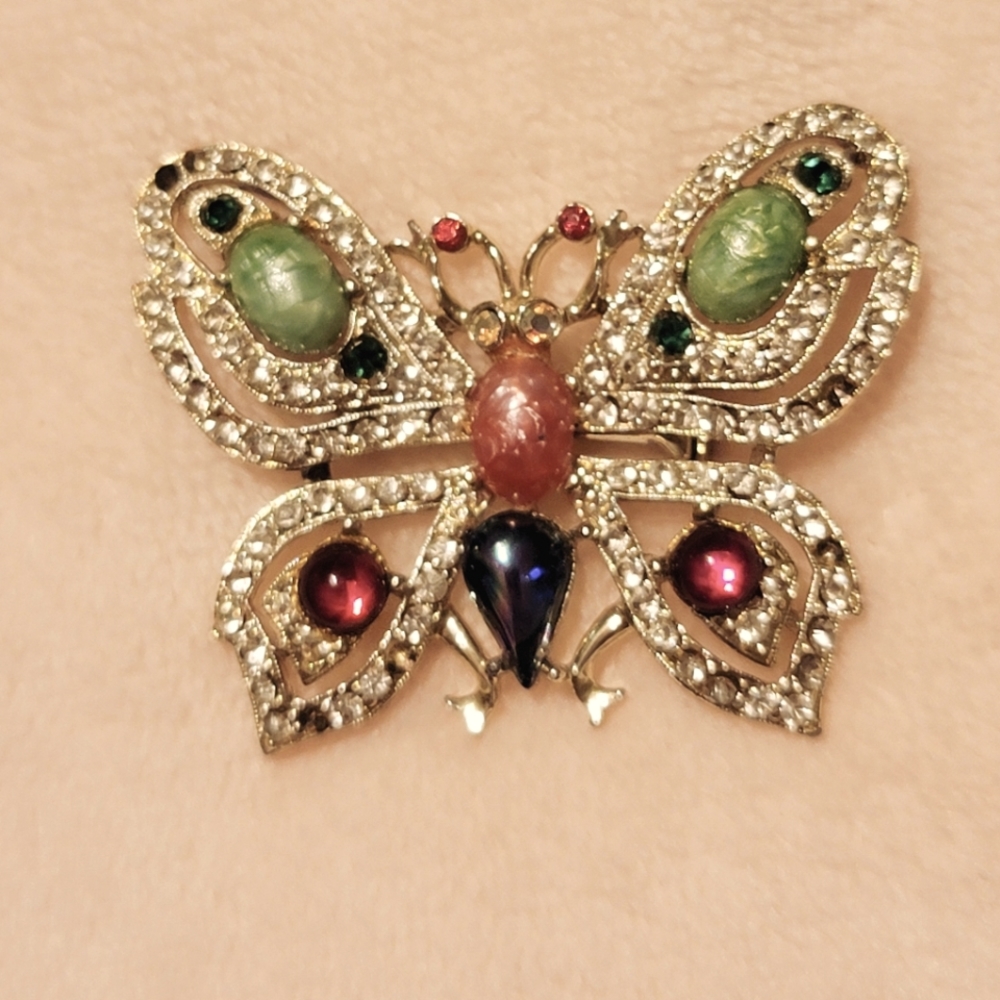 Vintage Multi-colored Butterfly Pin.